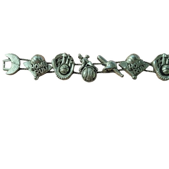Vintage Cookie Lee Baseball Slider Bracelet - Silver 8 in (EUC) - Picture 5 of 6